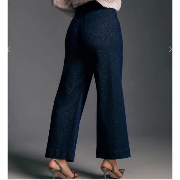 Maeve Jeans Womens 25 The Colette Sparkle Denim Cropped Wide Leg Black Pockets - Picture 3 of 16